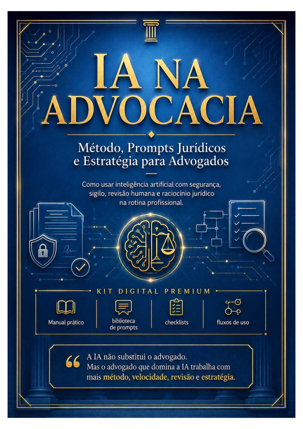 Capa do material IA na Advocacia — Método, Prompts Jurídicos e Estratégia para Advogados